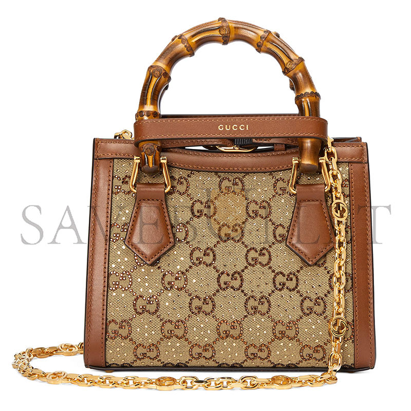 GUCCI DIANA CRYSTALS SMALL TOTE BAG 707449 21HRG 2687 (20*16*10cm) GUCCI DIANA CRYSTALS SMALL TOTE BAG 707449 21HRG 2687 (20*16*10cm)